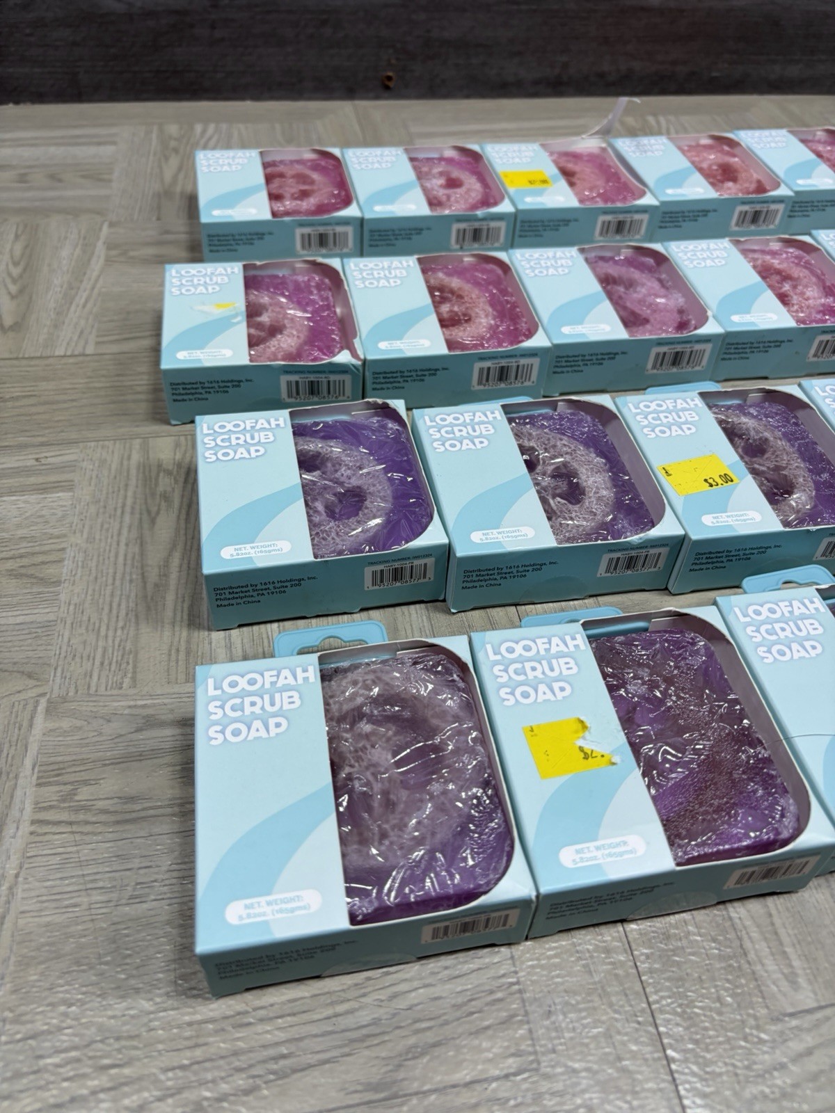 Lot of 28 five below loofah soap scrub 5.82 oz each pink purple new