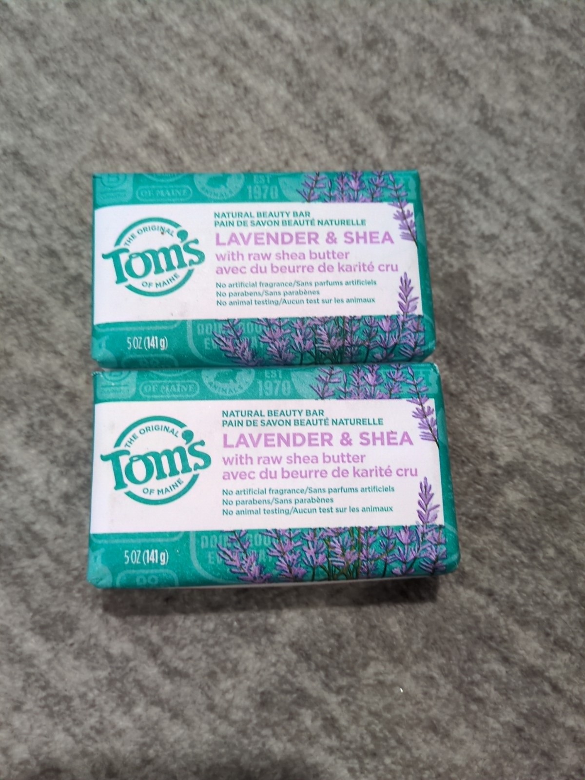 2 x Tom’s LAVENDER & SHEA Natural Beauty Bar, No Artificial Fragrance, 5oz EA