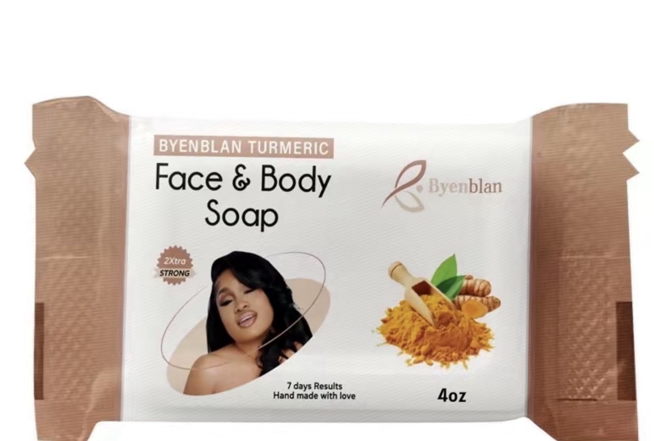 Byenblan Turmeric Face & Body Soap 4oz – 2X Extra Strong | Brightening, Glowin