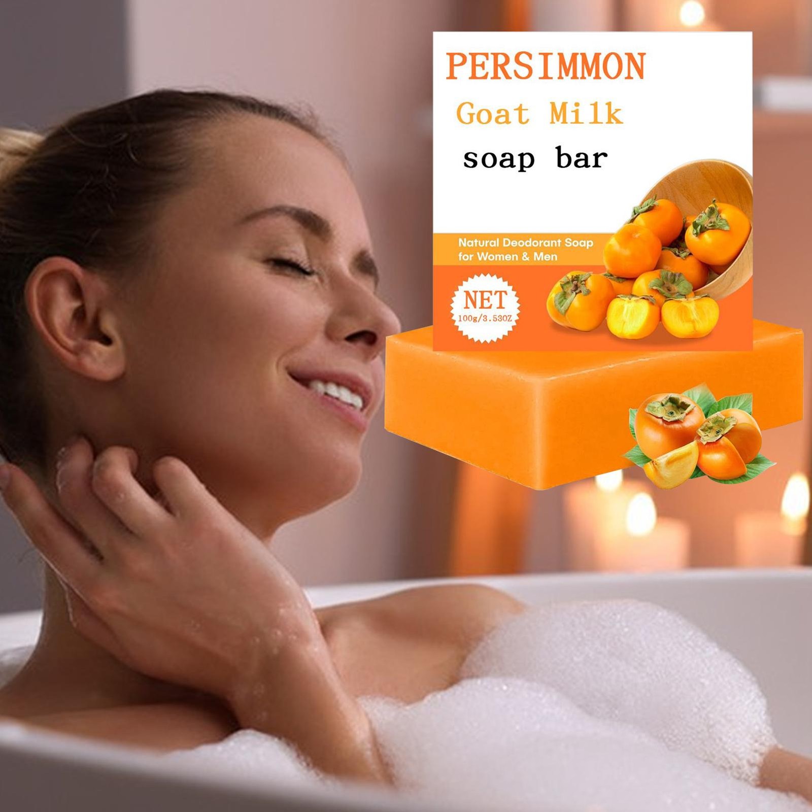 Persimmon Soap Bar Body Odor Control Deodorant Soap for Men & Women