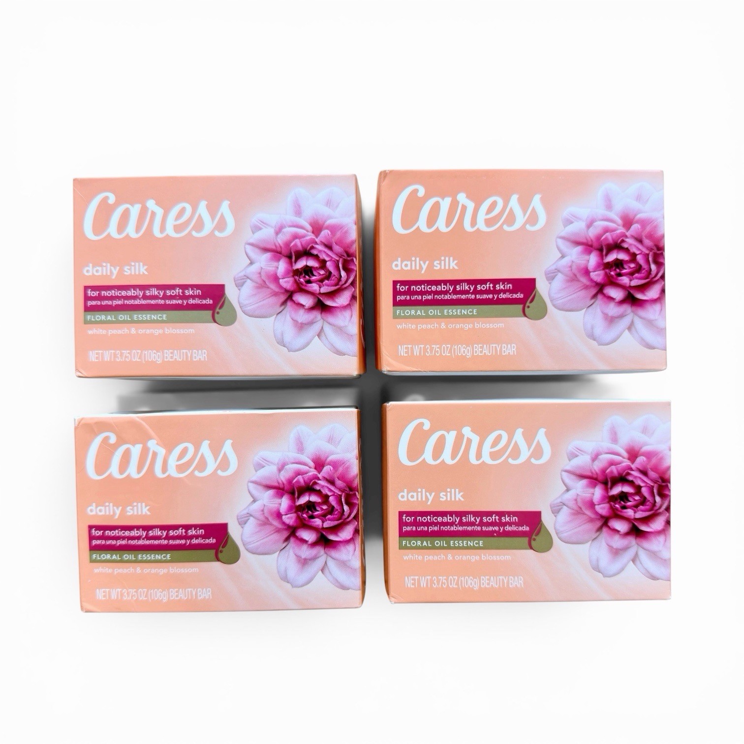 4 BARS Of Caress Daily Silk Bar Soap Floral Oil Essence (ORIGINAL FORMULA) – NEW
