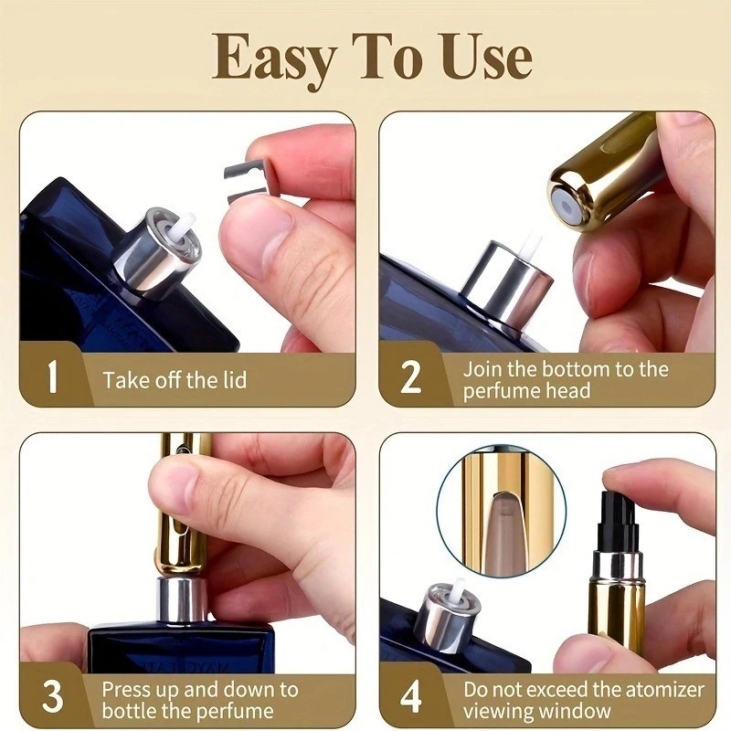 5 Pcs Refillable Travel Portable Perfume Atomizer Bottle Spray Pump Case 5ML