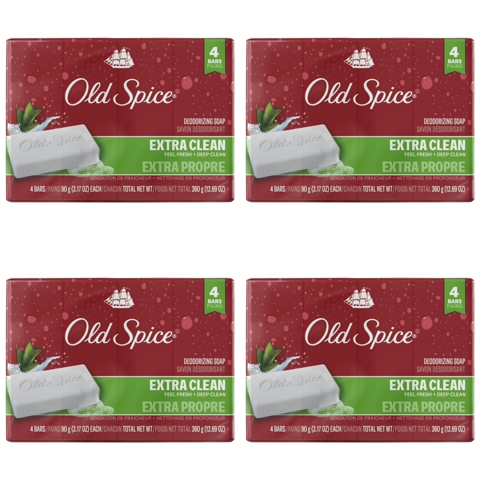 Old Spice Deodorizing Bar Soap Extra Clean Fresh & Deep Clean 3.17 – 16 Bar