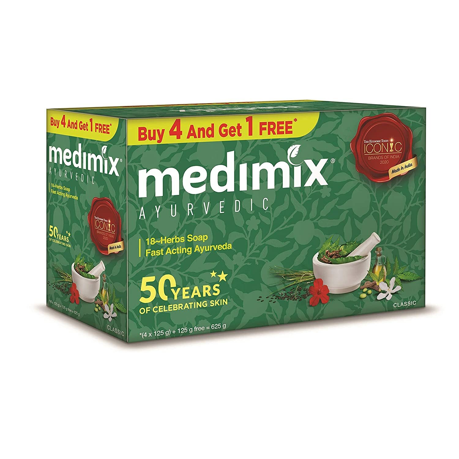 Medimix Ayurvedic Classic 18 Herbs Soap 125gm (Pack of 5).