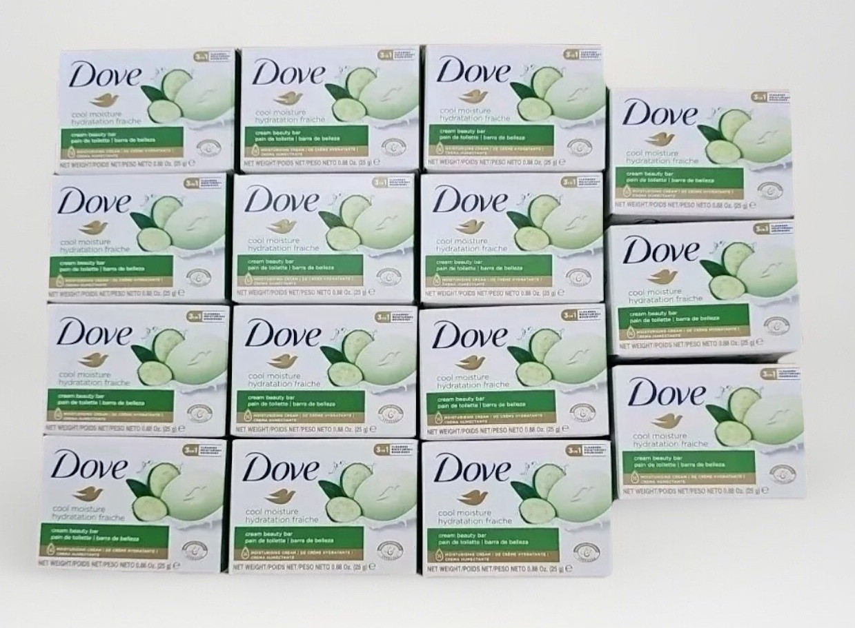 15X Dove Cream Beauty Mini Bars Soap Cucumber & Green Tea 0.88oz Travel Size