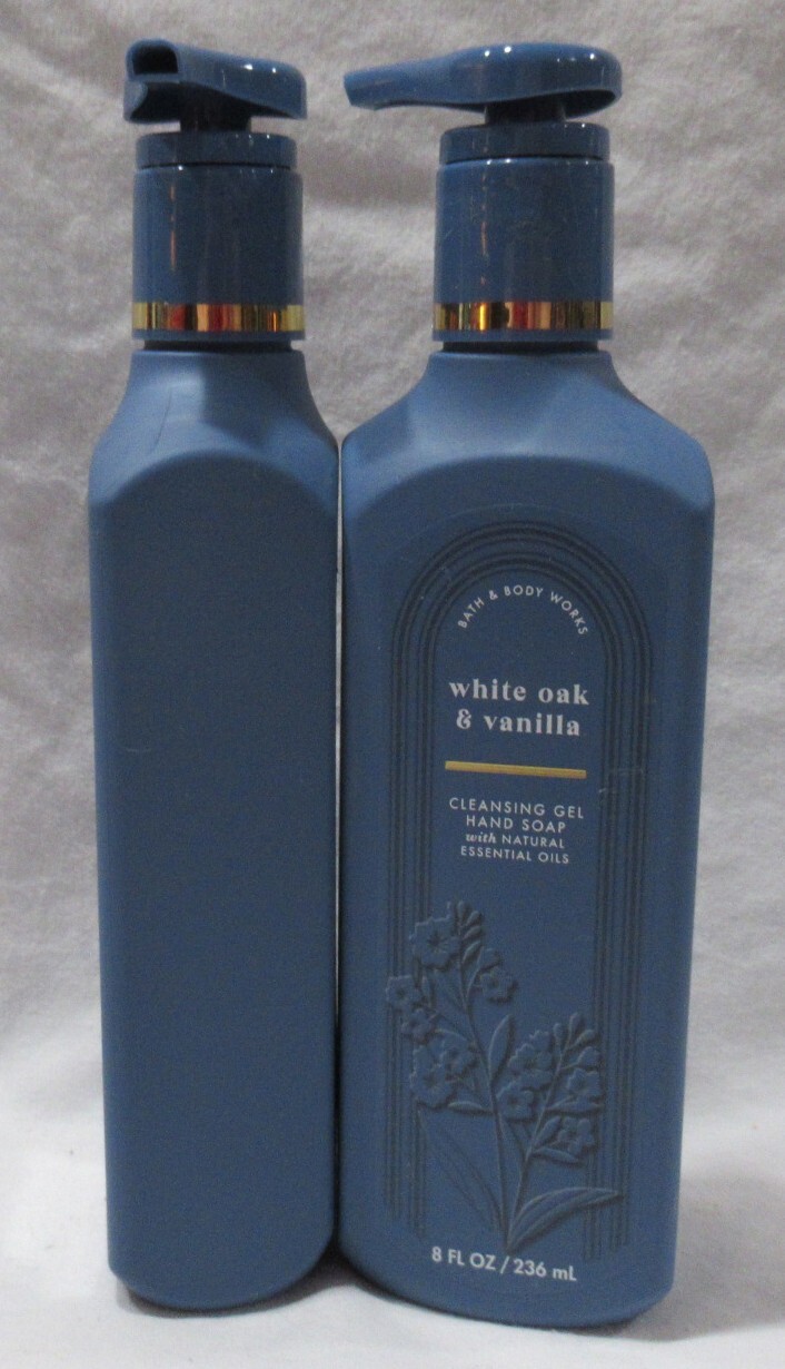 Bath & Body Works Cleansing Gel Hand Soap Lot Set of 2 WHITE OAK & VANILLA