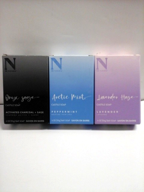 3 Dr. Natural • CASTILE BAR SOAP • 1 Onyx Sage • 1 peppermint and 1 lavender