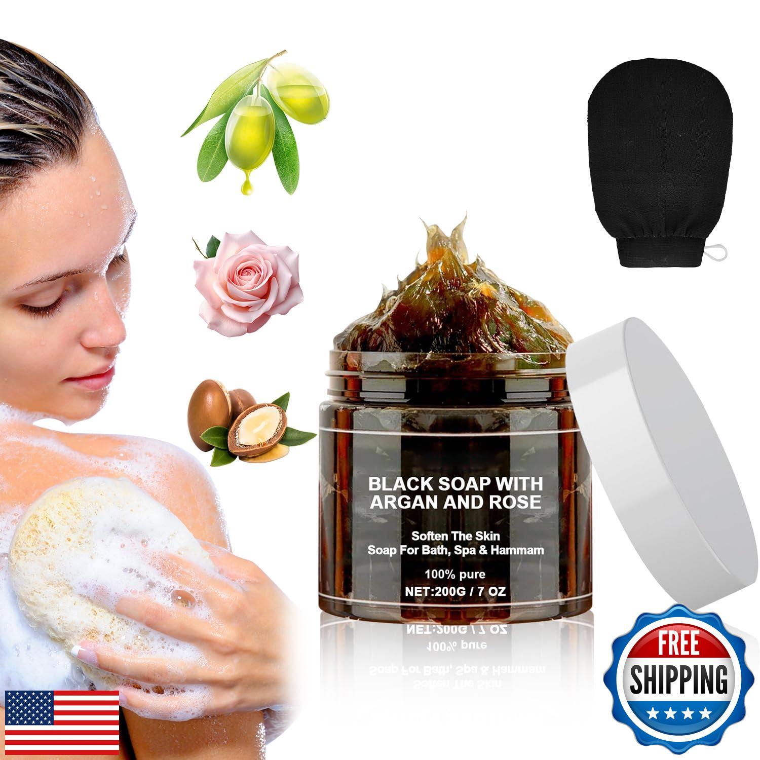 Morocco Black Soap With Argan And Rose, Zawina Moroccan BlackSoap Hammam, Zaw