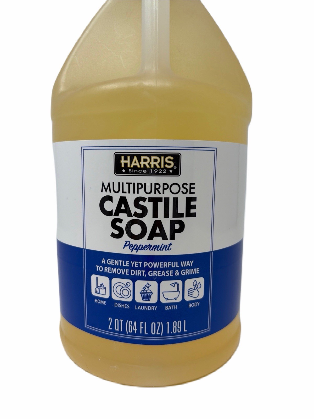 Harris Peppermint Multipurpose Castile Soap 2qt 64 Fluid Oz Bottle