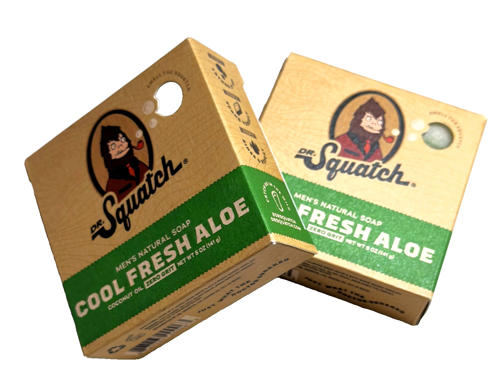 2 PACK – Dr. Squatch Soap Men’s Natural Soap – Cool Fresh Aloe, Zero Grit 5 oz