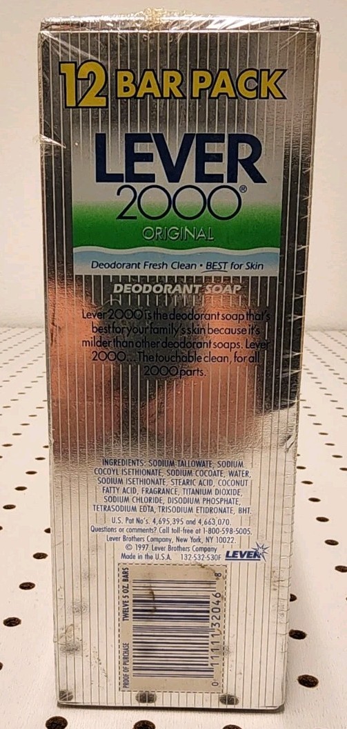 Vintage 1997 Lever 2000 Original 12 Bar Pack Deodorant Soap Silver Box NEW NOS