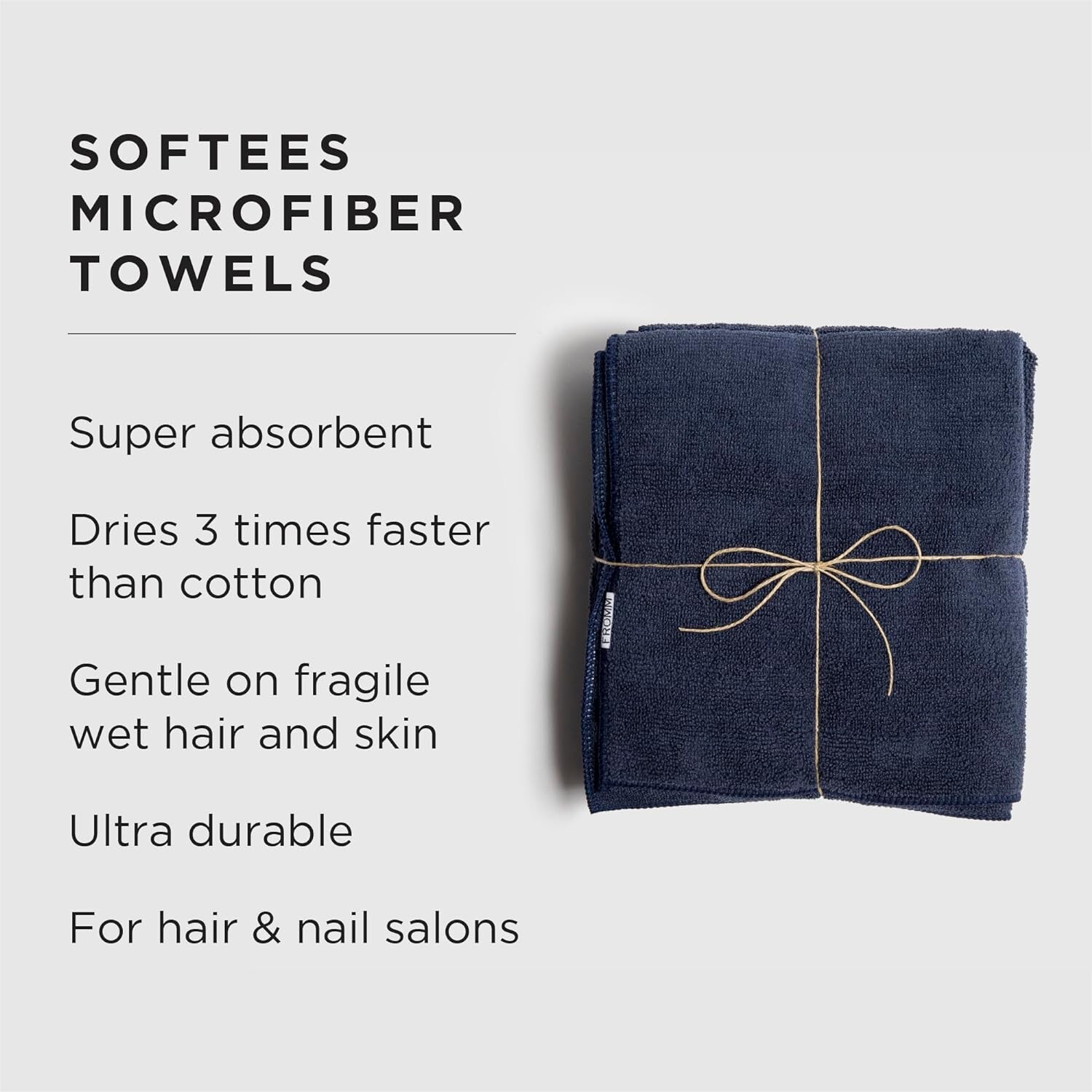 Fromm Softees Microfiber Salon Hair Towels 16″ x 29″ (Navy) 10 Count