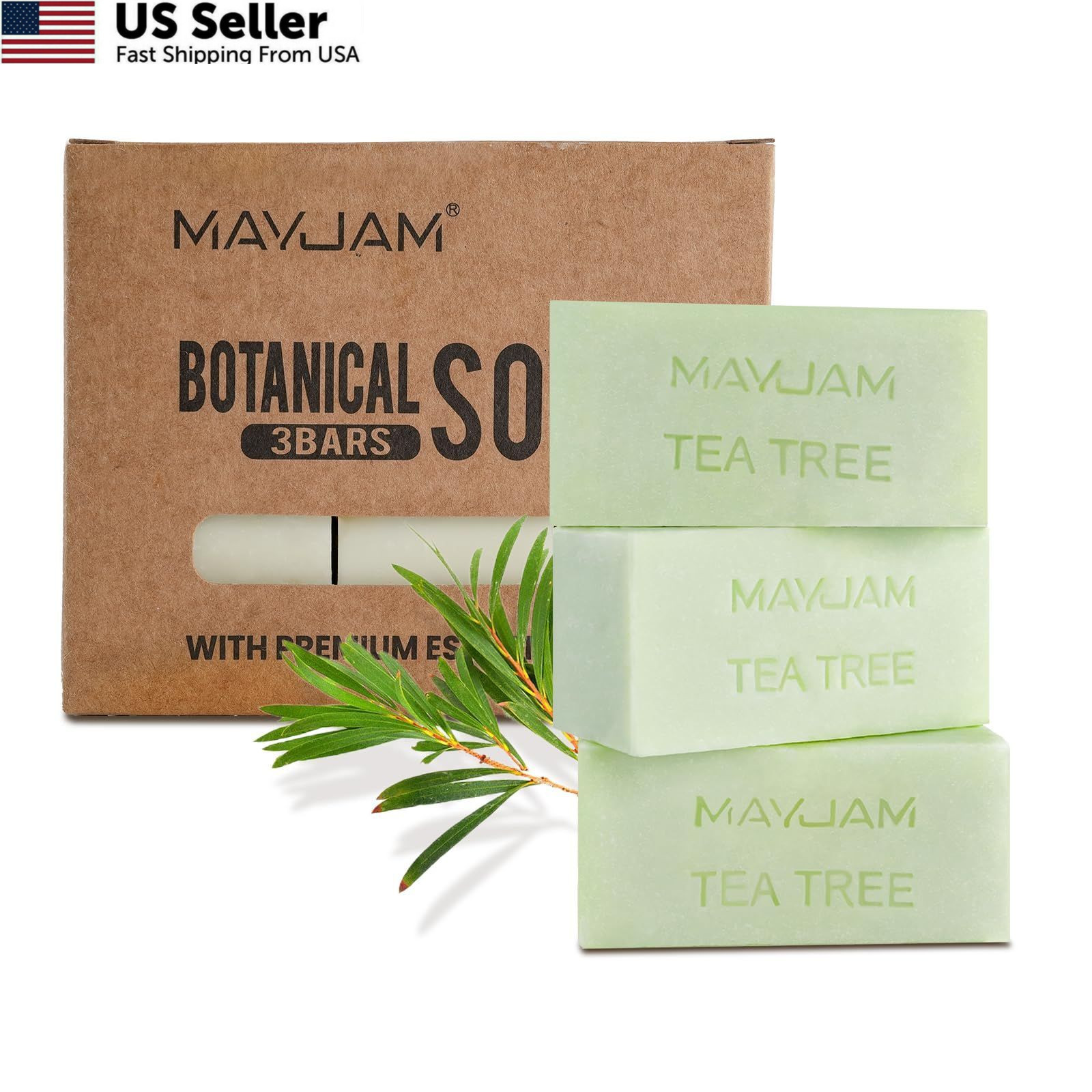 MAYJAM Natrual Tea Tree Oil Soap Bar with Vitamin E, 3 1.17 Ounce (Pack of 3)