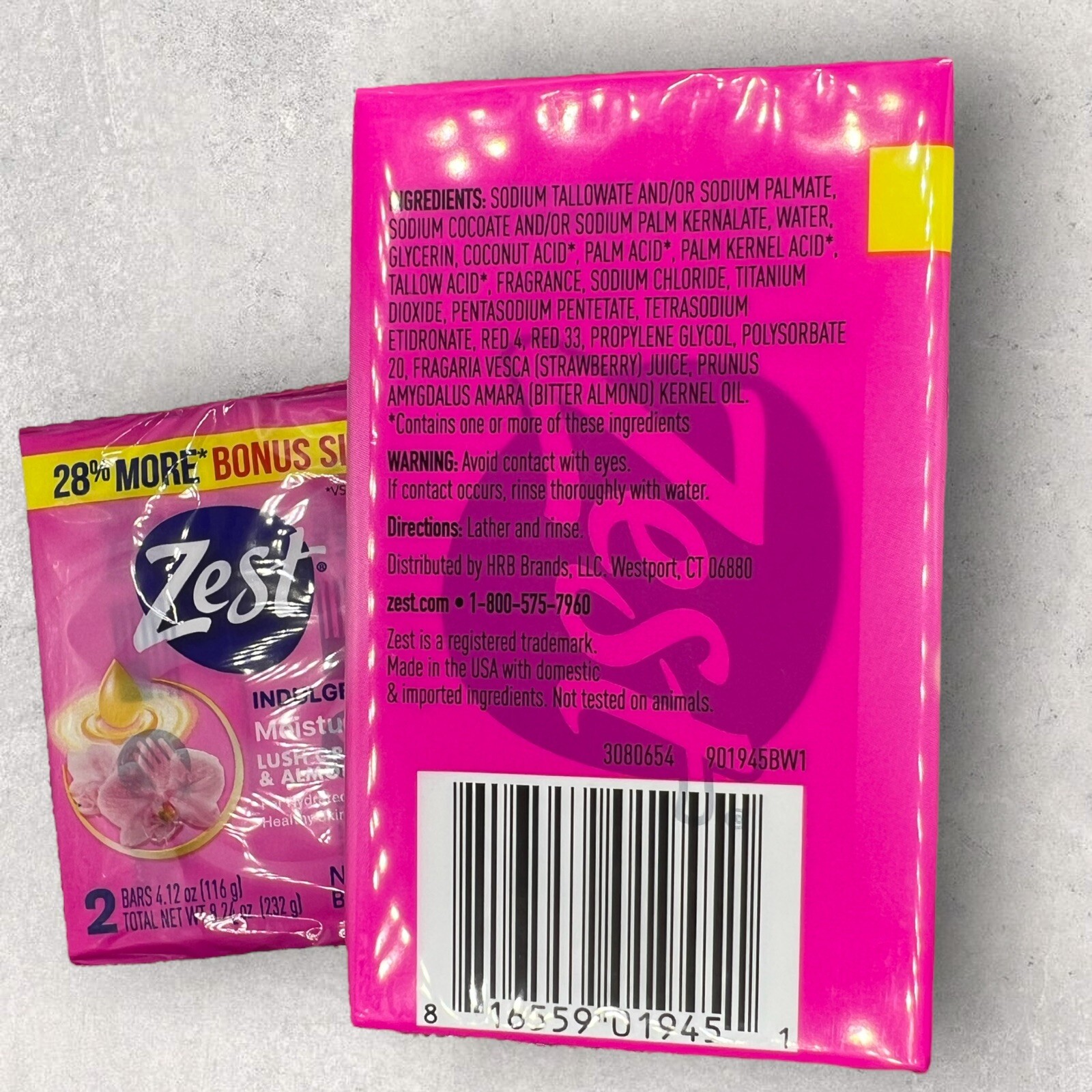 2 x Zest Indulgence Moisturizing LUSH ORCHID & ALMOND OIL Bar Soap 4 Total Bars