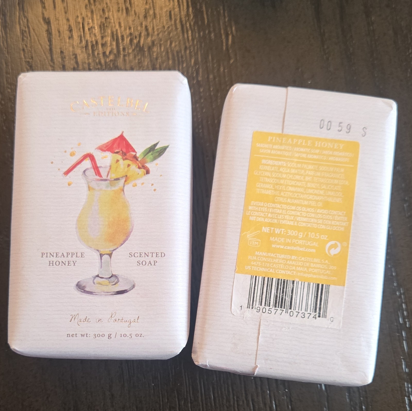 Castelbel Editions Pineapple Honey Scented Soap Bar Made in Portugal 2 x 10.5 oz