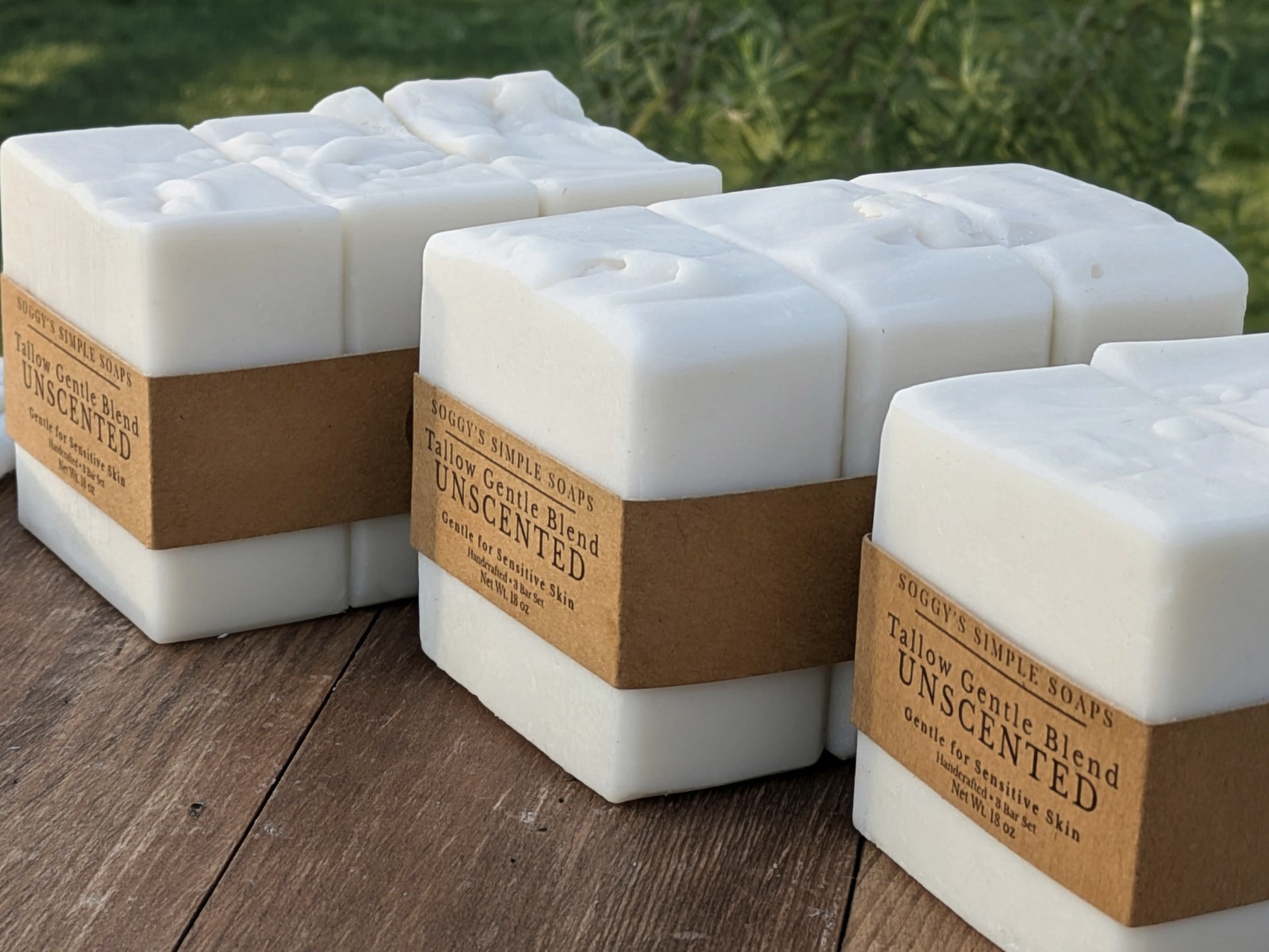Unscented Tallow Soap 9 Bars Sensitive Skin Natural Handmade Bar Soap Bulk