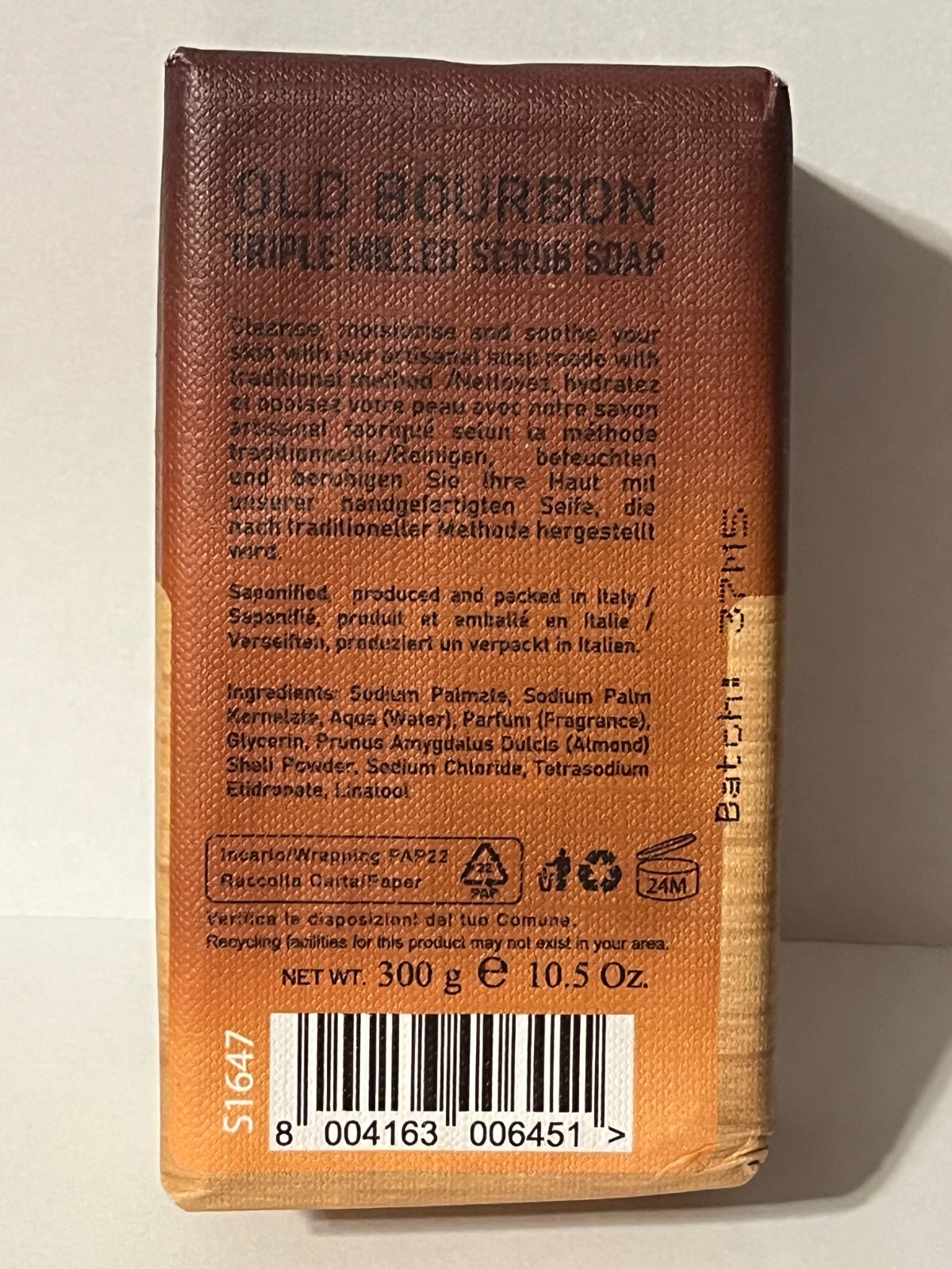 Saponificio Varesino Old Bourbon Face & Body Artisanal Soap – 10.5 OZ – NEW