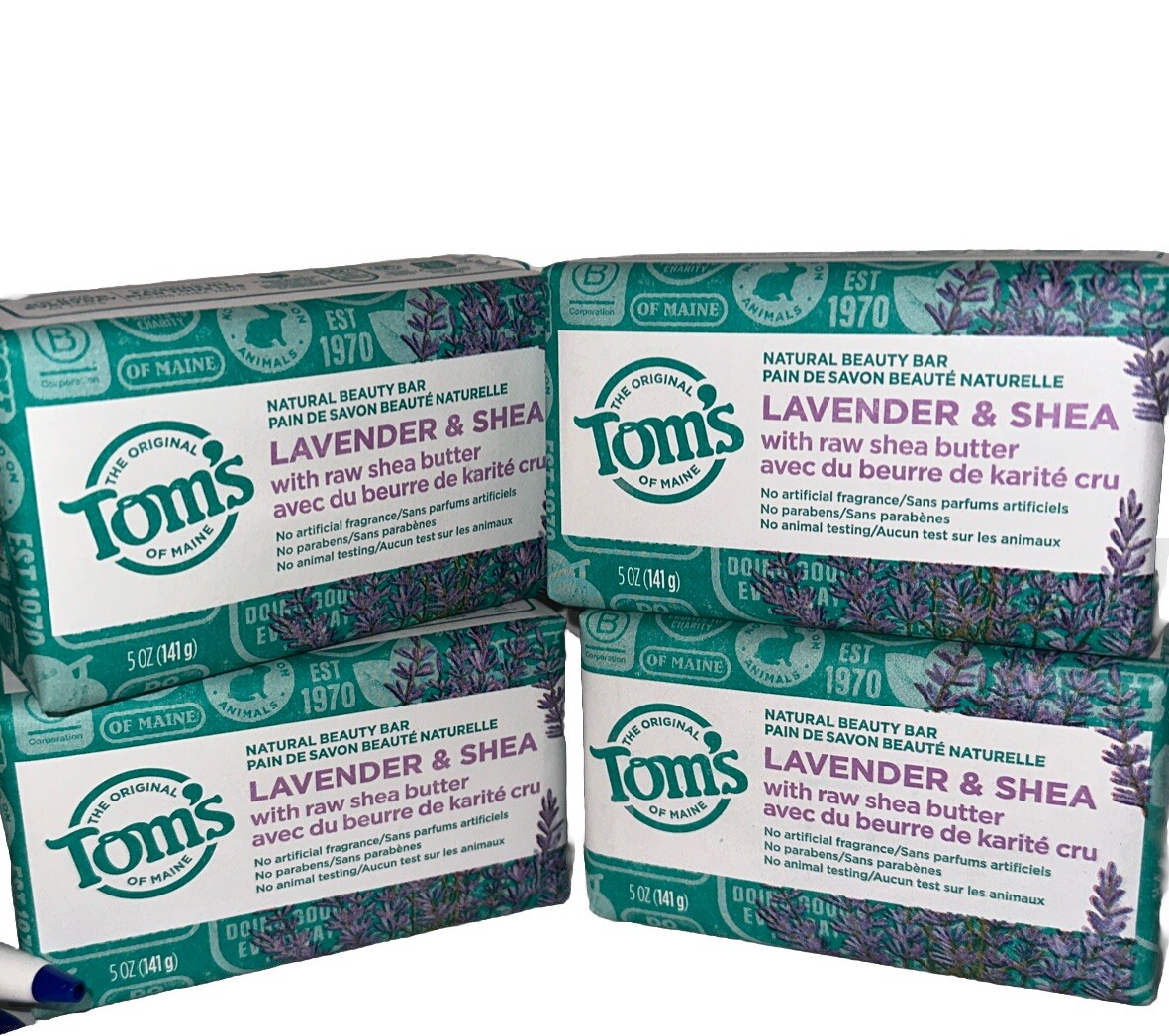 Tom’s Of Maine 💜 LAVENDER & SHEA w Raw Shea Butter – Natural Beauty Bars 4-5oz