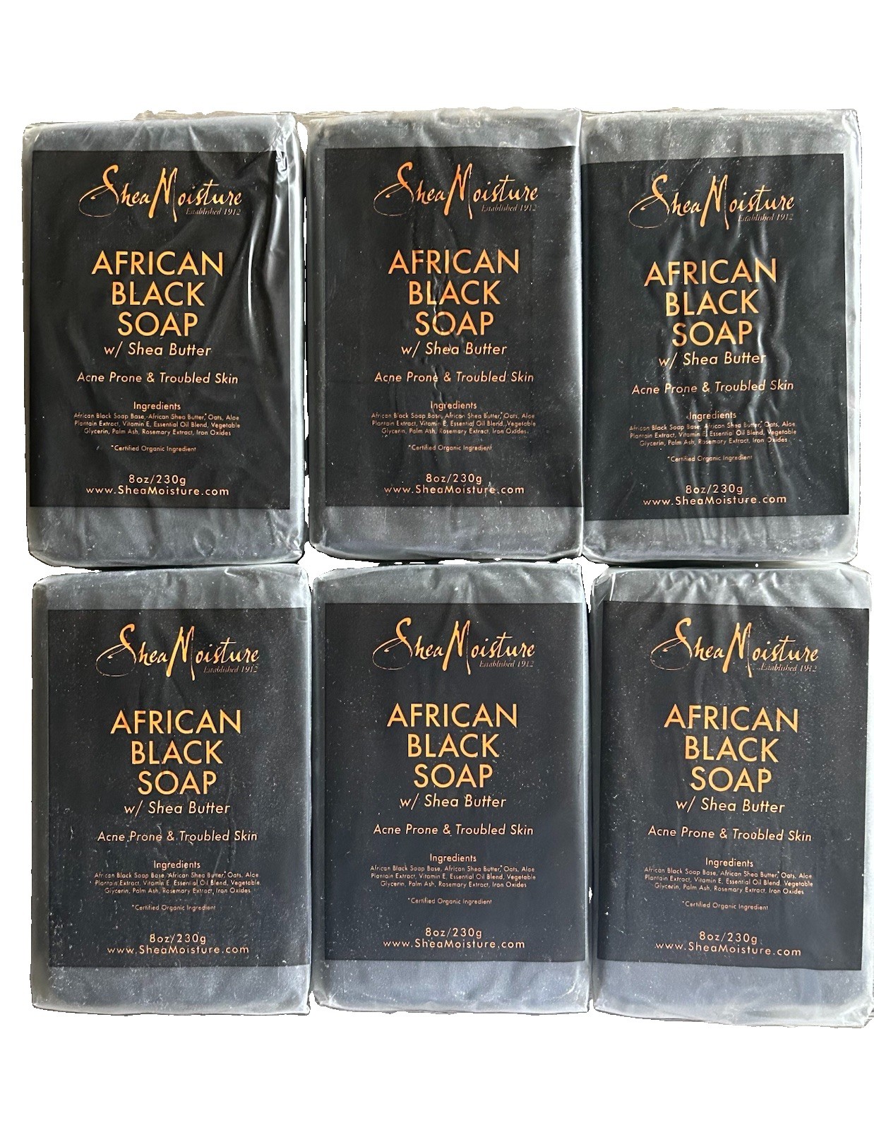 8X Shea Moisture African Black Soap Bar with Shea Butter 8 oz.