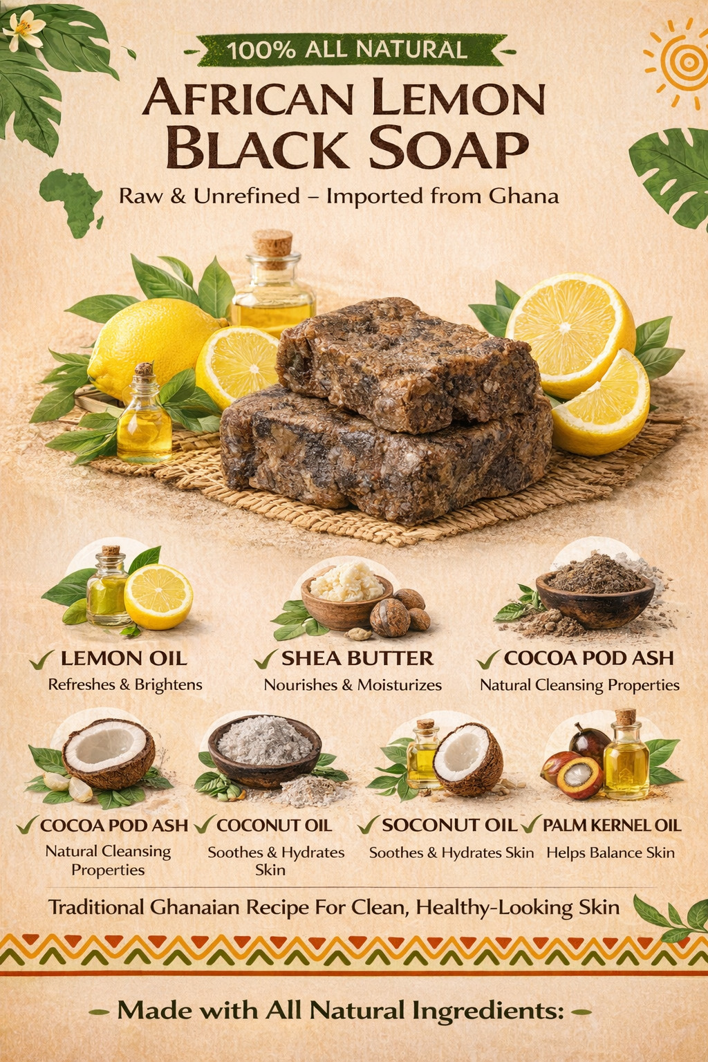 Pure Raw AFRICAN BLACK SOAP Organic GHANA Handmade Premium Quality CHOOSE SIZE!