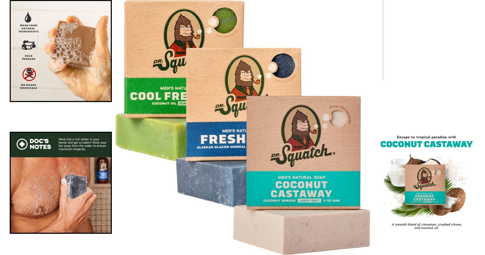 Luxury Men’s Cold Process Soap – 3-Pack with Coastal Scents for Refreshing Clean