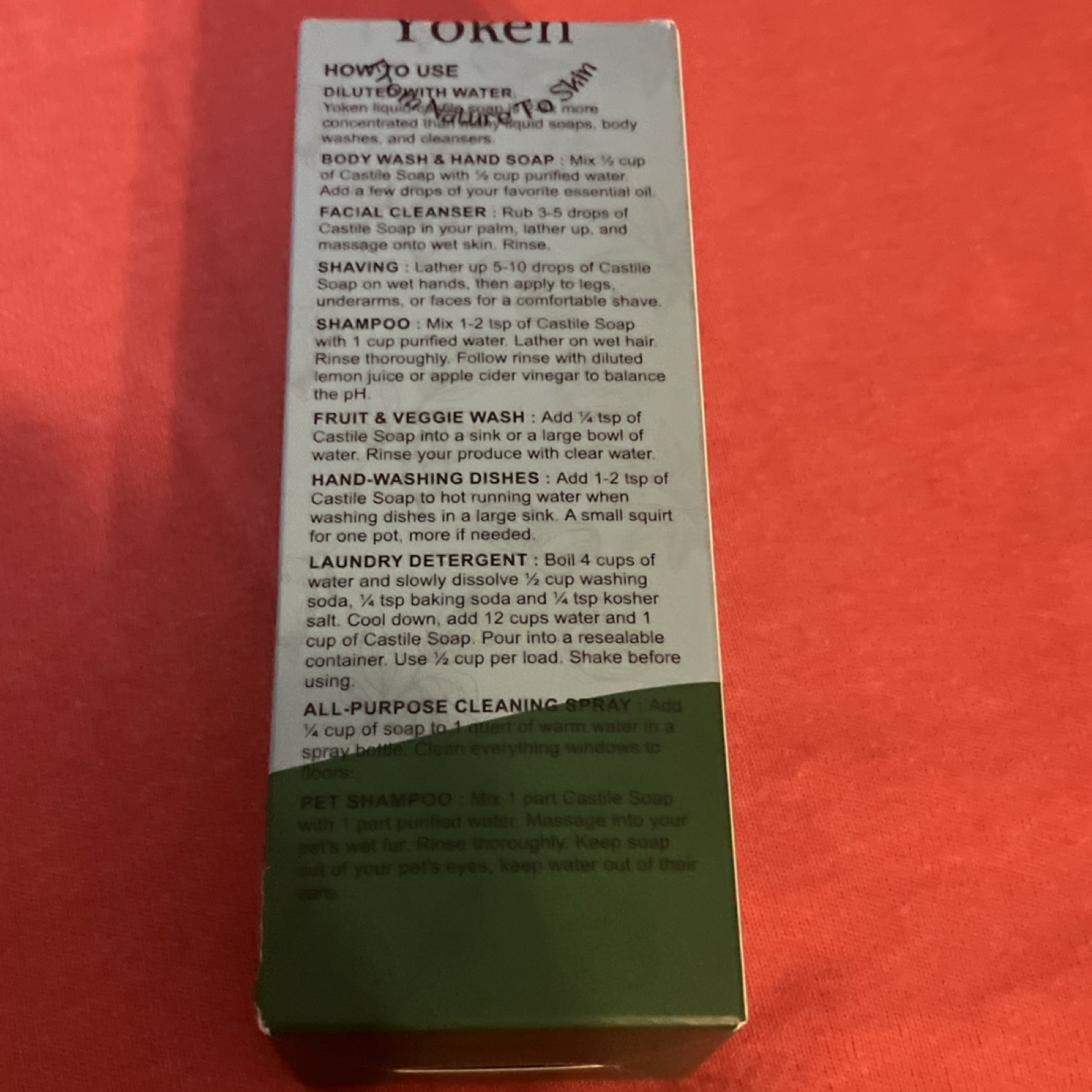 Yoken Pure Castile Soap Organic Vegan Fragrance-Free 8 fl oz for Face Body Hands