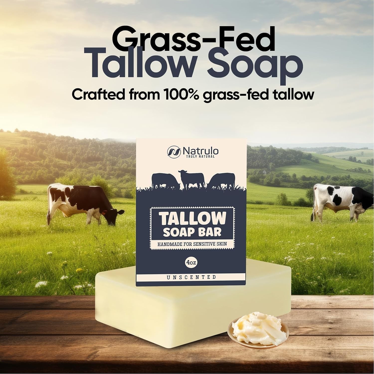 Handcrafted Unscented Beef Tallow Soap Bar – Ideal for Eczema & Sensitive Skin