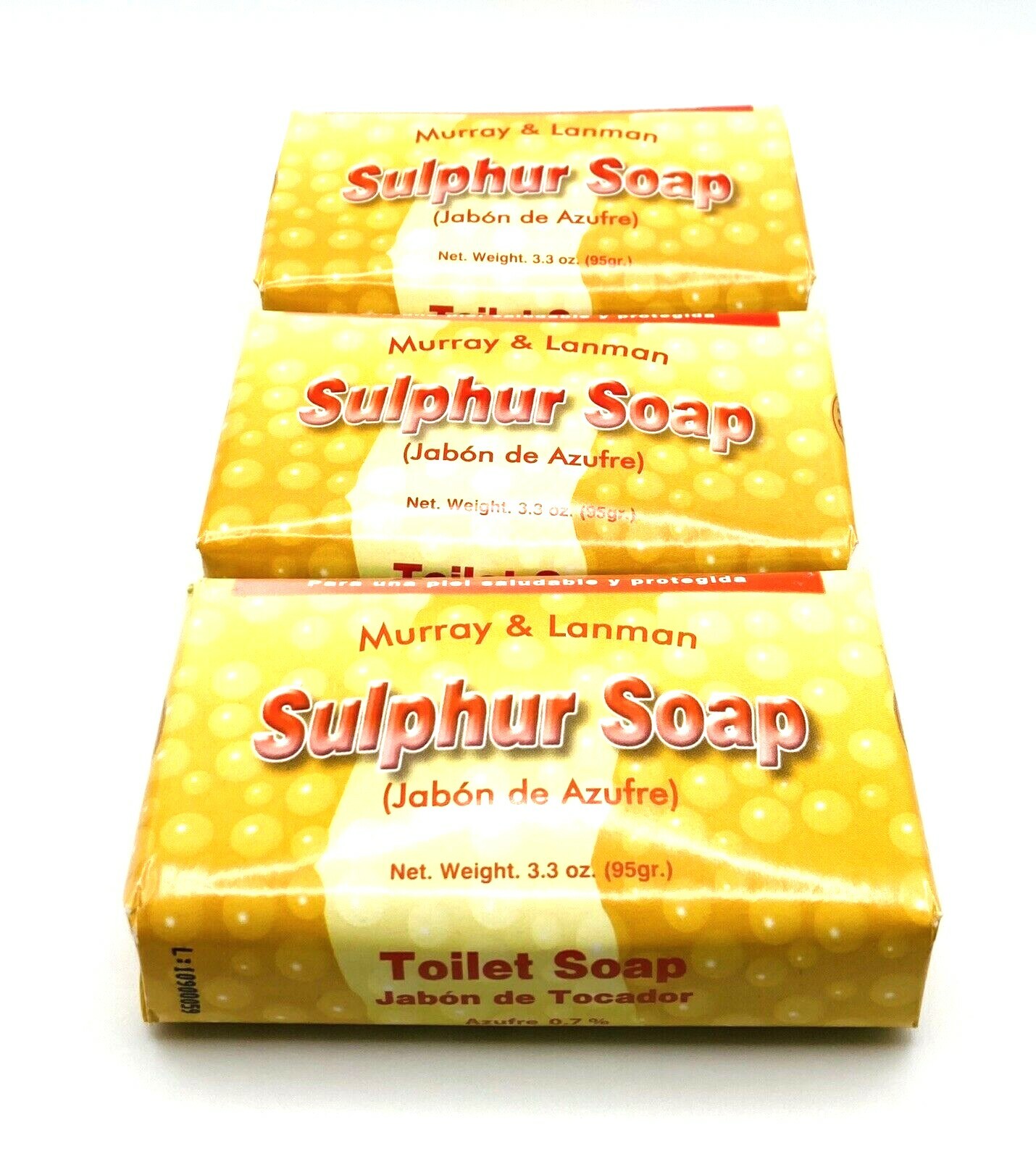 Pack of 3 Murray & Lanman Sulphur Soap Bars 3.3 oz Jabon de Azufre Bath Soap