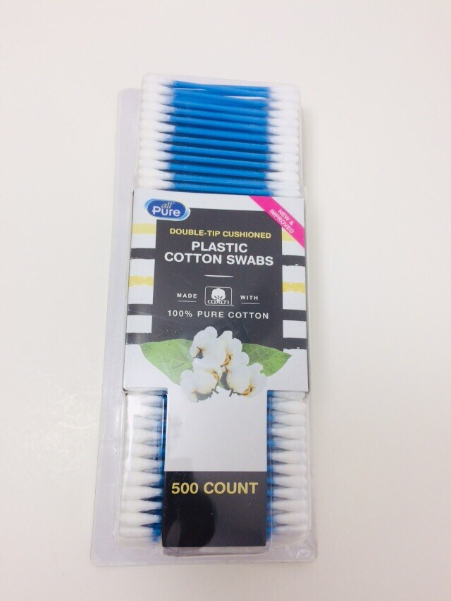 Cotton Swabs Double-Tip Cushioned 100% Pure Cotton-Blue, White, Pink 500ct-