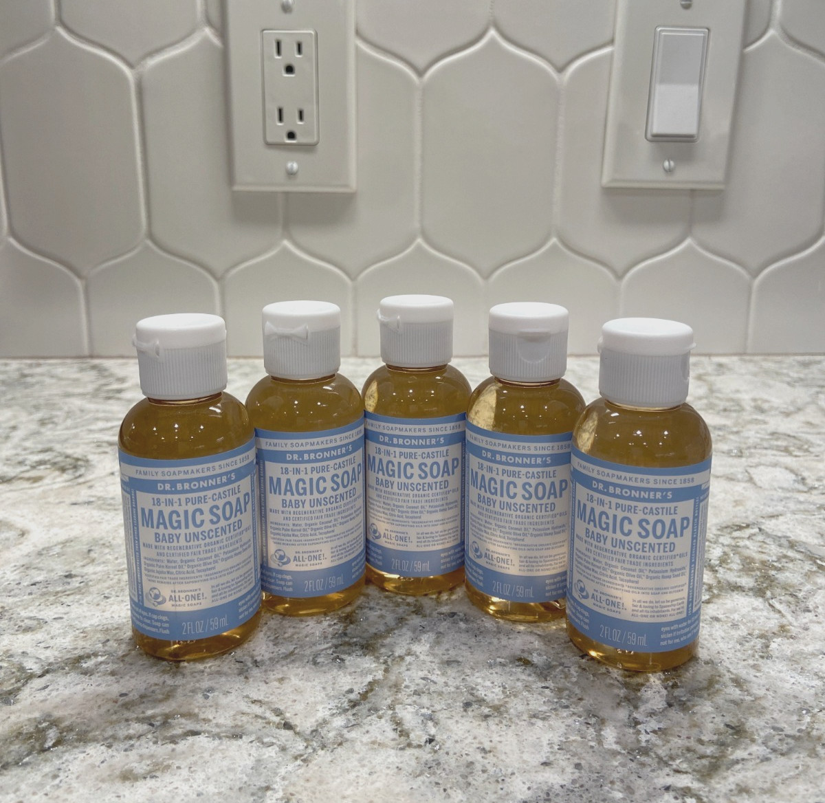 Dr Bronner s Pure Castile Liquid Soap 2oz, 18 In 1, Organic, Pack of 5