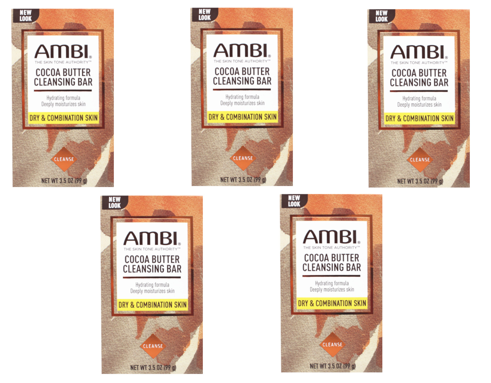 AMBI Cocoa Butter Cleansing Bar Soap – 3.5oz – 5 Pack