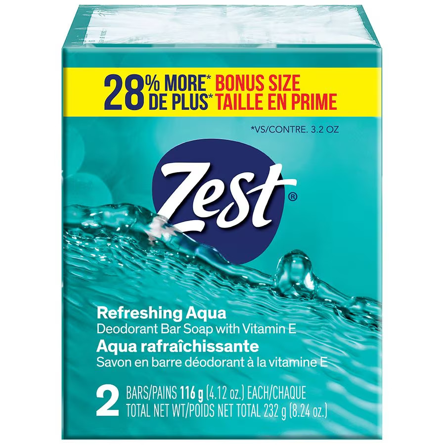 Zest Soap Refreshing Aqua Bath Bars 4.12 Ounce (Pack of 2)