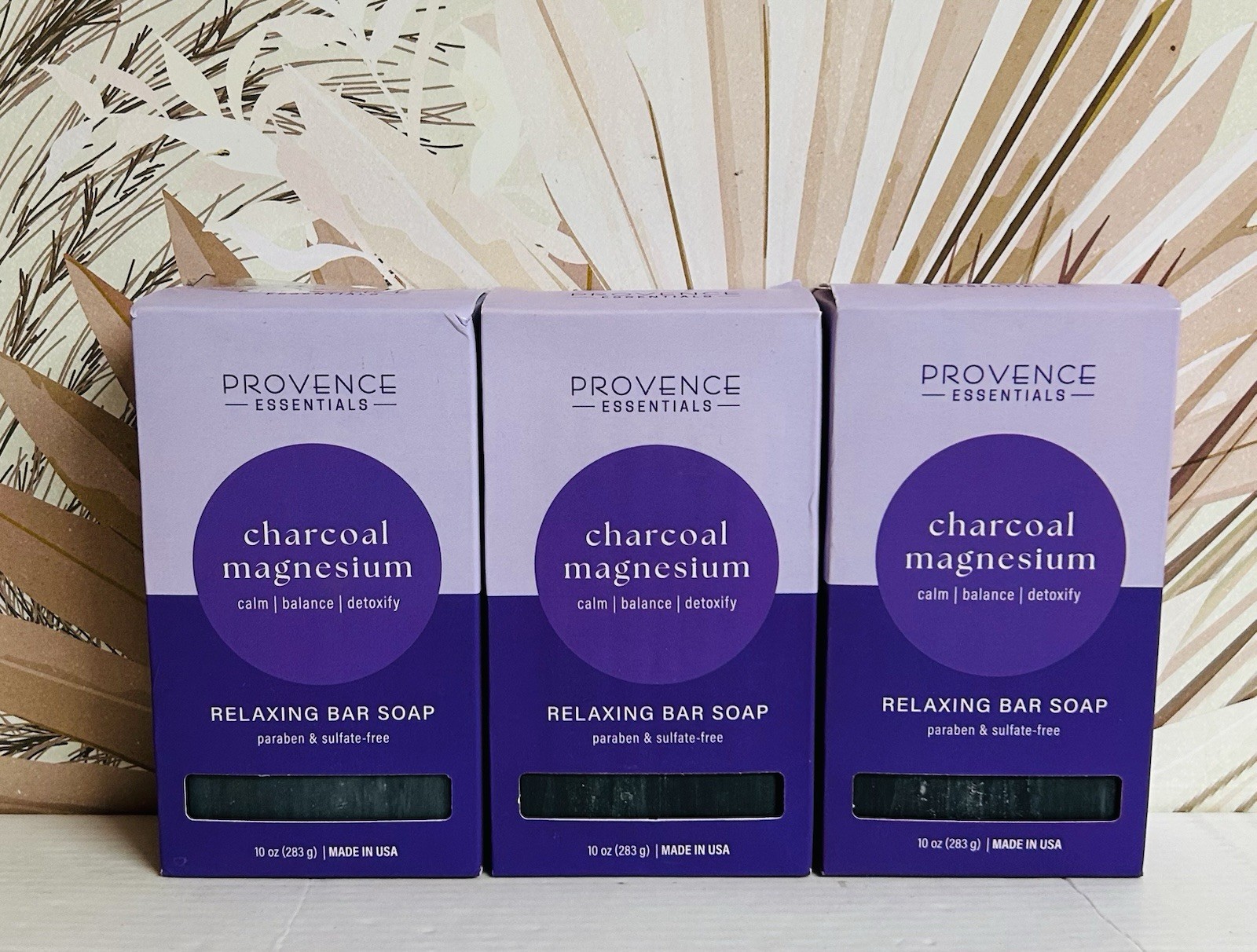 3-Pack Provence Essentials ~ Relaxing Bar Soap with Charcoal & Magnesium 10 oz