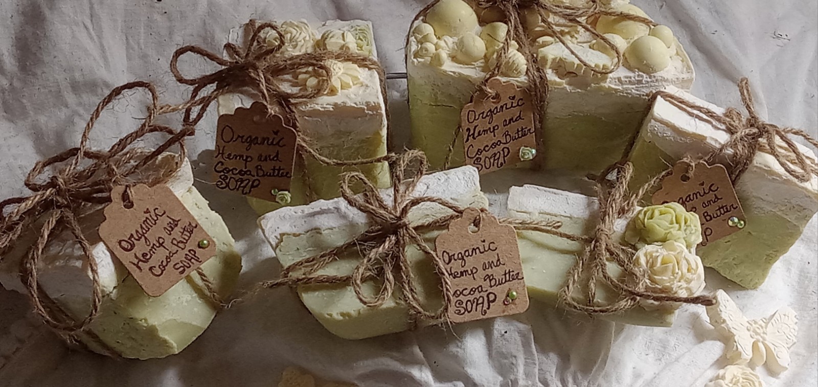 2 Pounds Of Soap Set Organic Hemp & Cocoa Butter Artisan Handmade