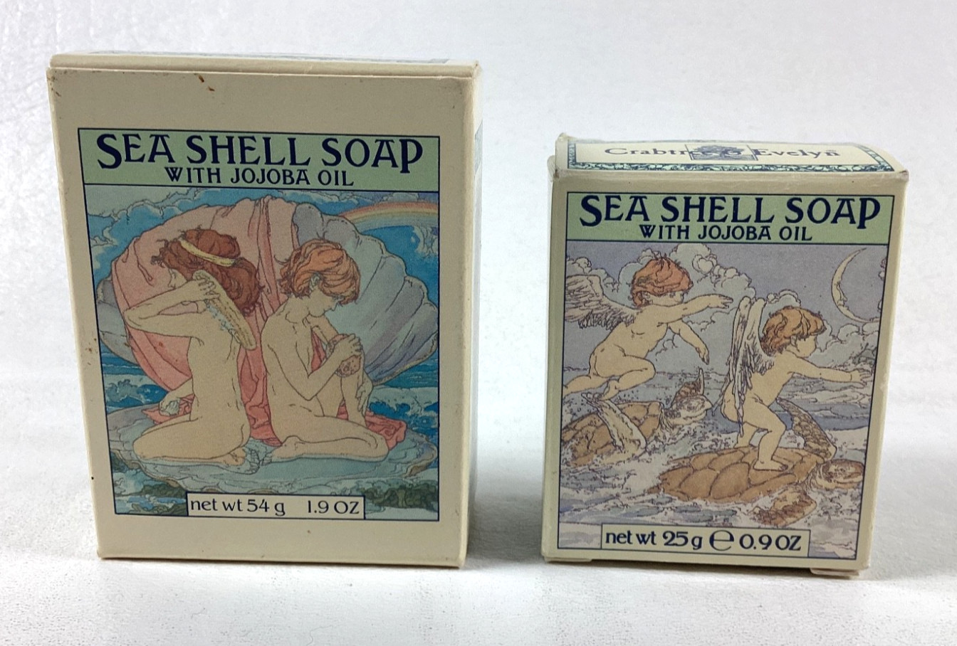 Vintage Crab Tree & Evelyn Sea Shell Jojoba Oil Soap 1.9 oz & 0.9 oz Lot of 2