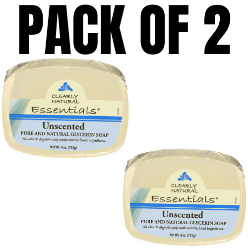 Clearly Natural Glycerin Bar Soap – Unscented – 4 oz (Pack of 2)