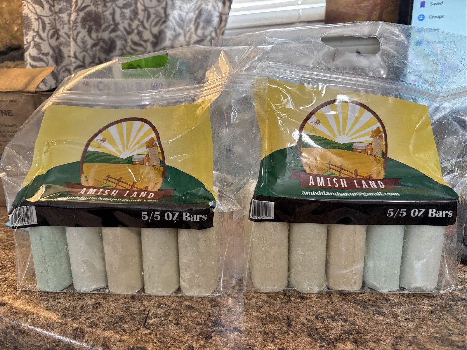 Amish Land Soap (2 Bags) 5/5 Oz Rectangle Bars New