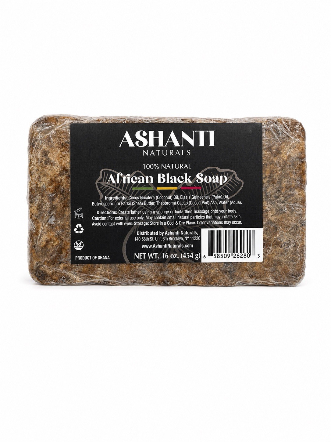 Ashanti Naturals 100% Natural African Black Soap 16 oz Raw Handmade Ghana Vegan