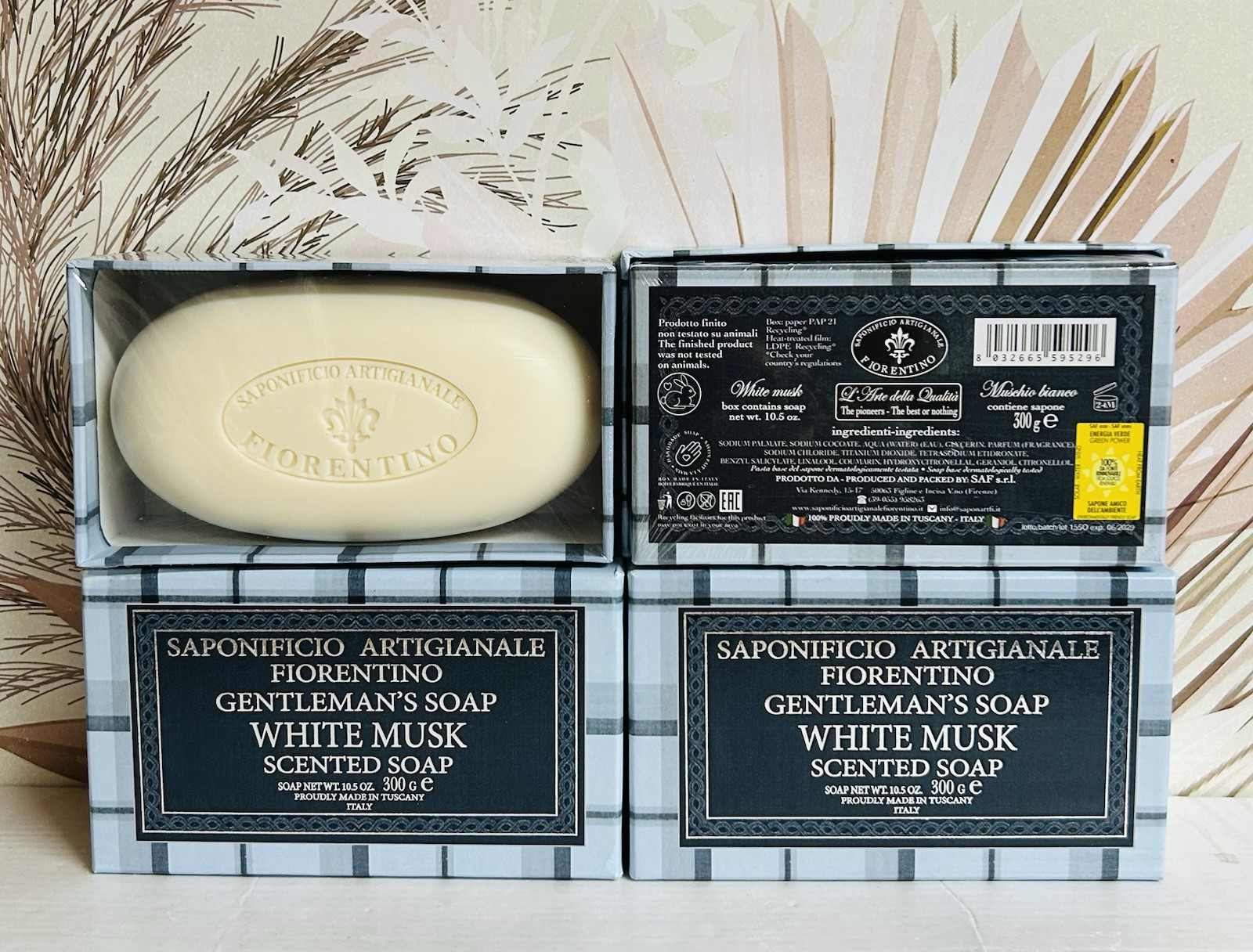 4-Pack Saponificio ~ White Musk Scented Bar Soap 10.5 oz Each Made in Italy