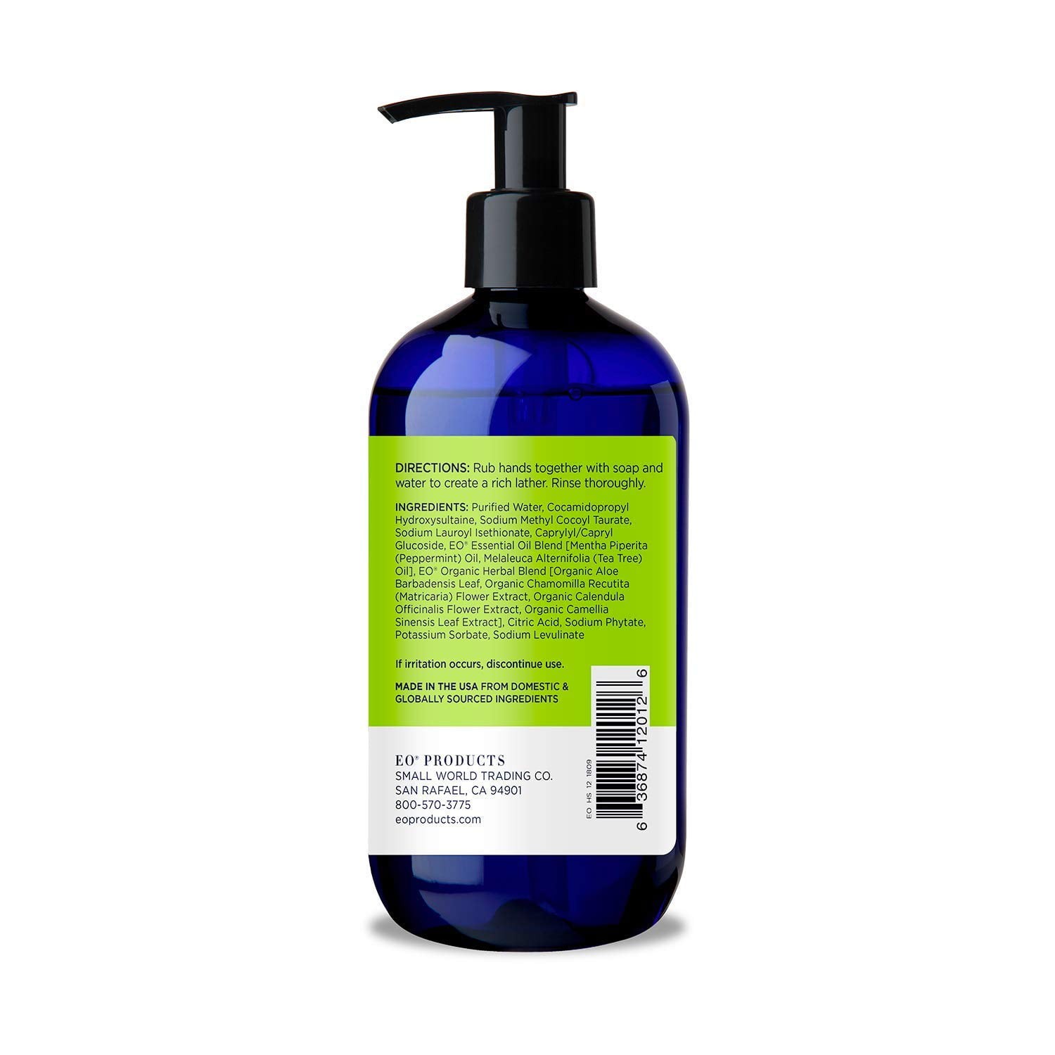 EO Peppermint & Tea Tree Liquid Hand Soap 12oz Pump Bottle Natural NEW
