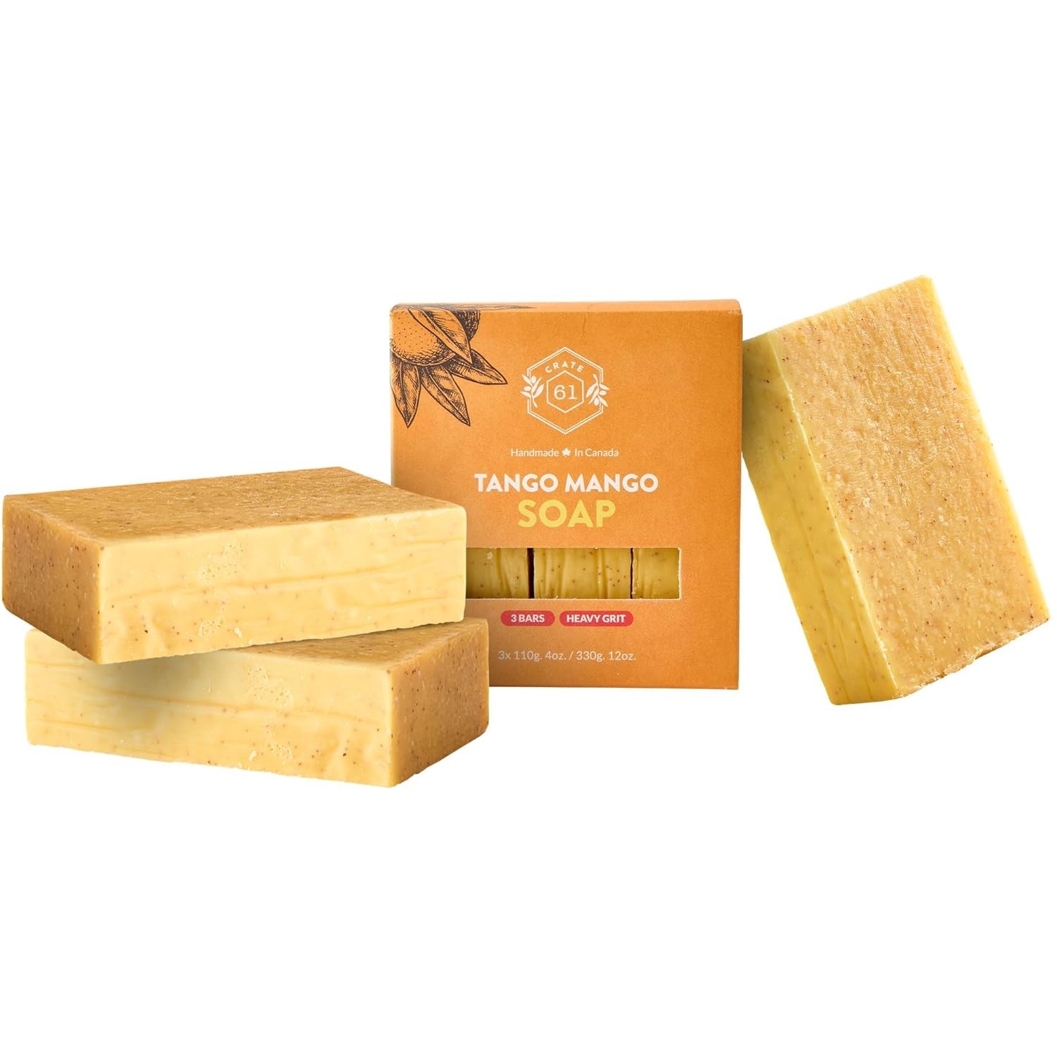 Handmade Soap in Mango Scent – Cold Process Bar 3 Pack