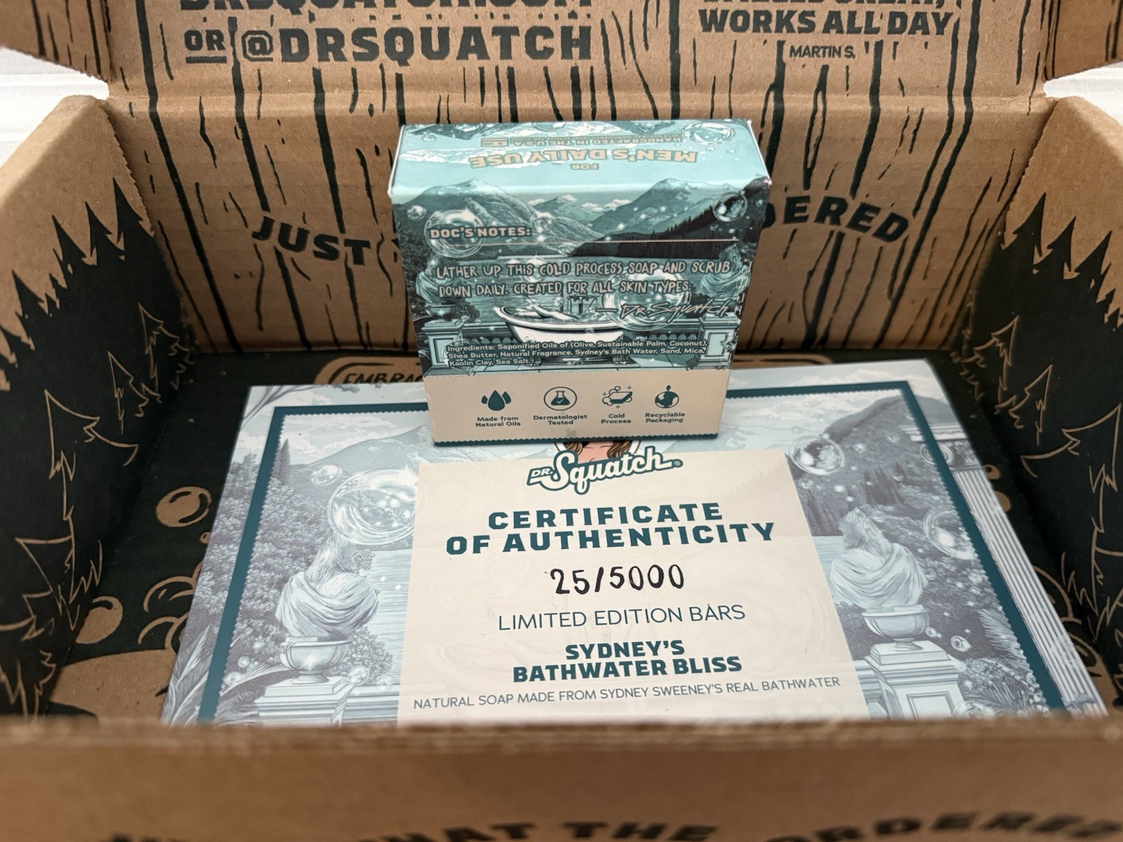 Dr. Squatch x Sydney Sweeney “Sydney’s Bathwater Bliss” Bar Soap – IN HAND #25