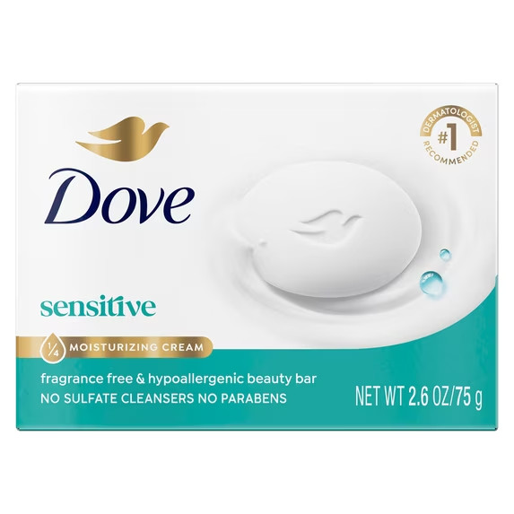 Dove Beauty Bar Soap for Sensitive Skin Fragrance Free & Hypoallergenic, 2.6 oz