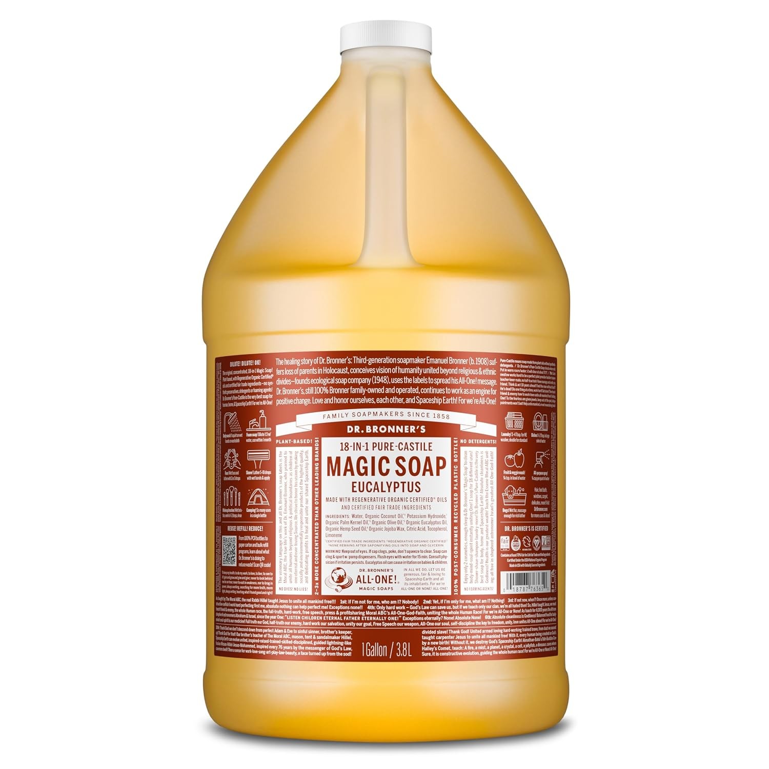 Dr Bronner’s Eucalyptus Liquid Soap 1Gal Organic 18-in-1