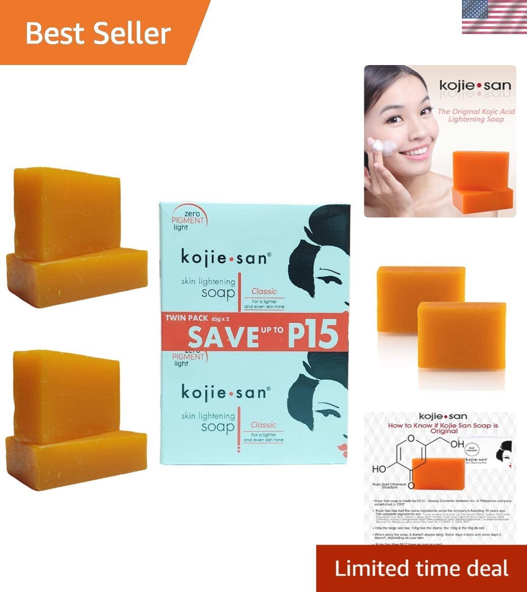 Exfoliating Kojic Acid Soap with Coconut Oil – 4 x 65g Bars for All Skin Types
